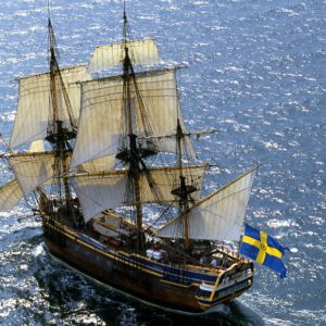 Ostindiefararen Götheborg lägger till i Helsingborg tisdagen den 14 juni