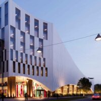 Framför Stadion i Malmö byggs en modern multisportarena