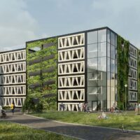 Europas första p-hus med fasad av vindkraftsvingar invigs i Lund