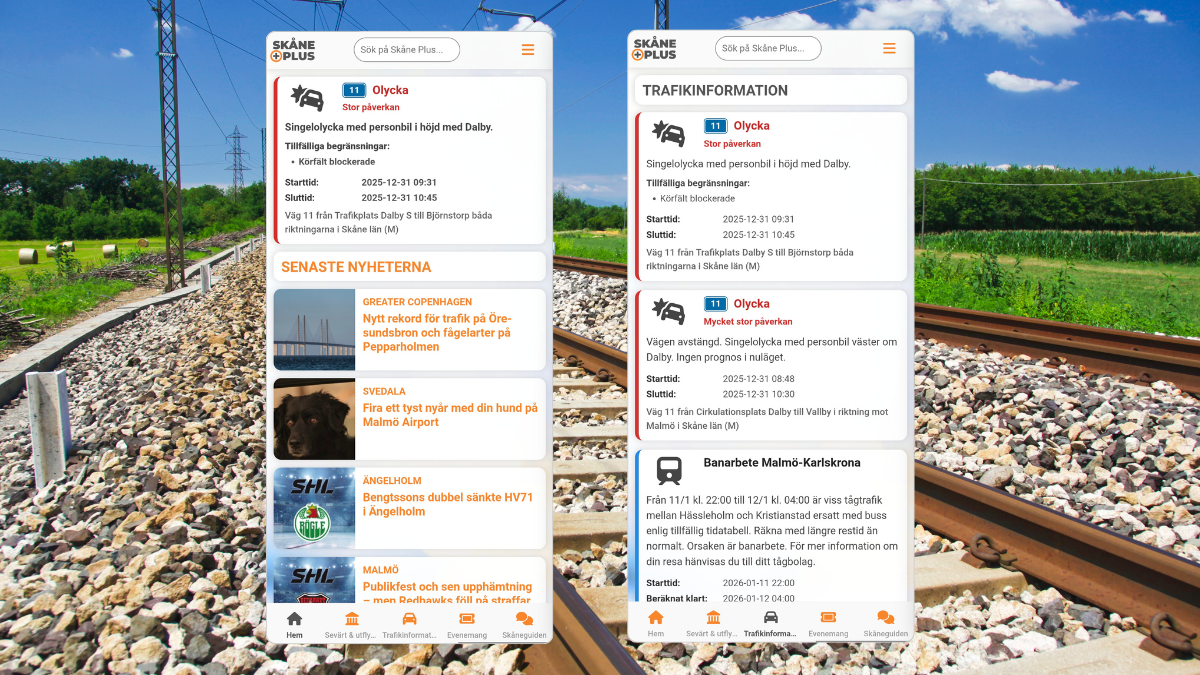 Nu får du även koll på tågtrafiken direkt i Skåne Plus