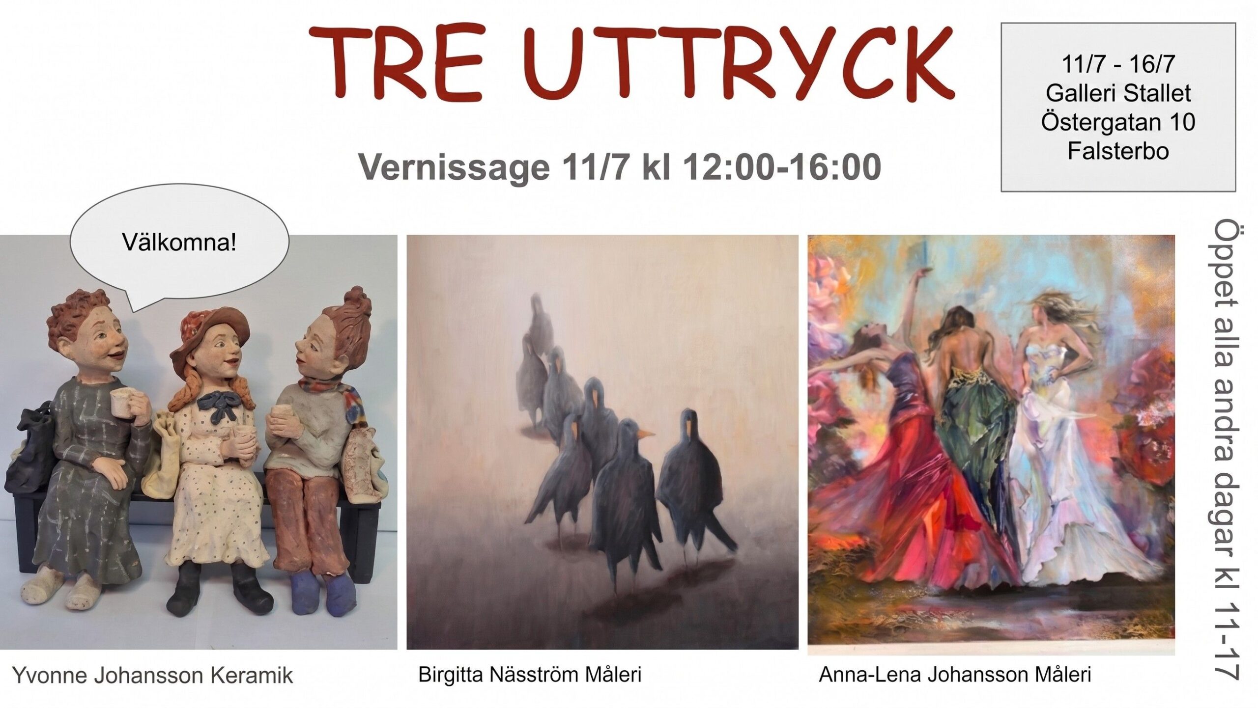 Tre Uttryck – Konstutställning på Galleri Stallet i Falsterbo