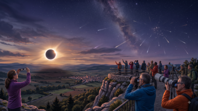 Dubbla astronomiska händelser: solförmörkelse och meteorskur