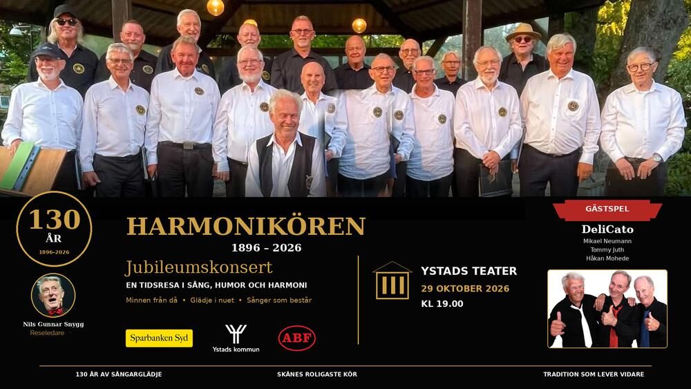 Manskören Harmoni 130 år! – Jubileumskonsert